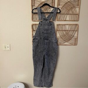 Storia Acid Wash Denim Overalls Cropped Black Y2K 90s Women's Sz L B38‎